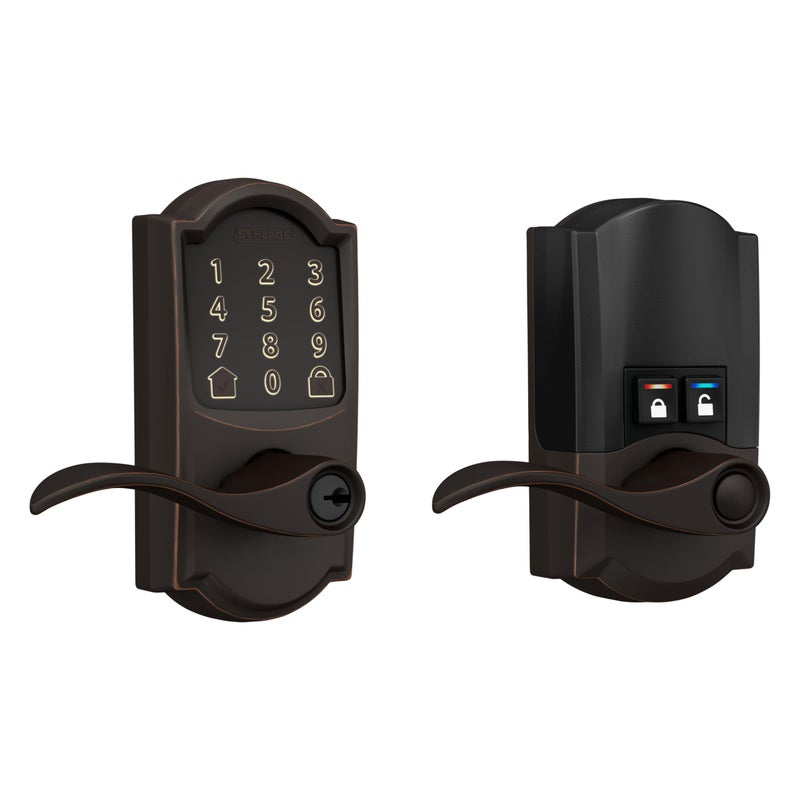 Schlage FE789WB CAM 716 Acc Encode WiFi Accent Lever Smart Lock  Keyless Entry Touchscreen Door Lock with Camelot Trim  Aged Bronze - Image 1